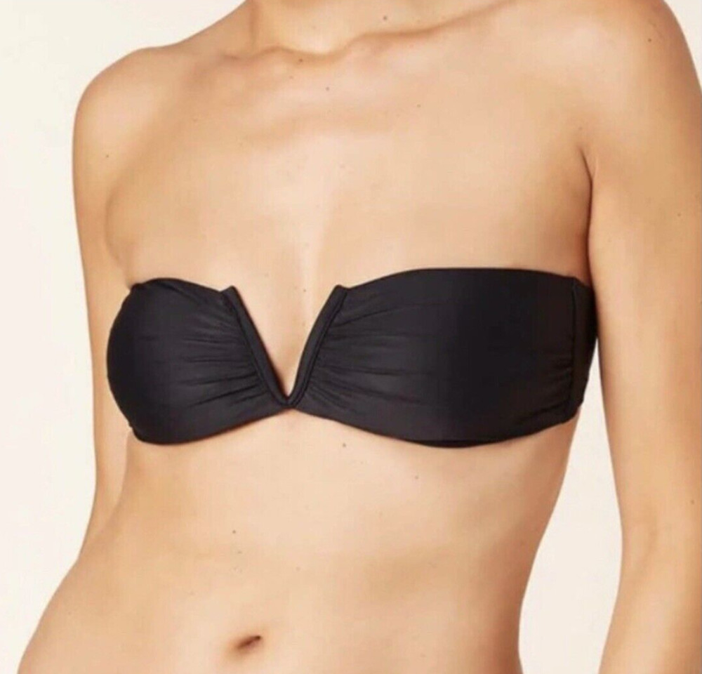 ANDIE SWIM The Scala Bikini Top Large Black Bandeau Strapless NWT